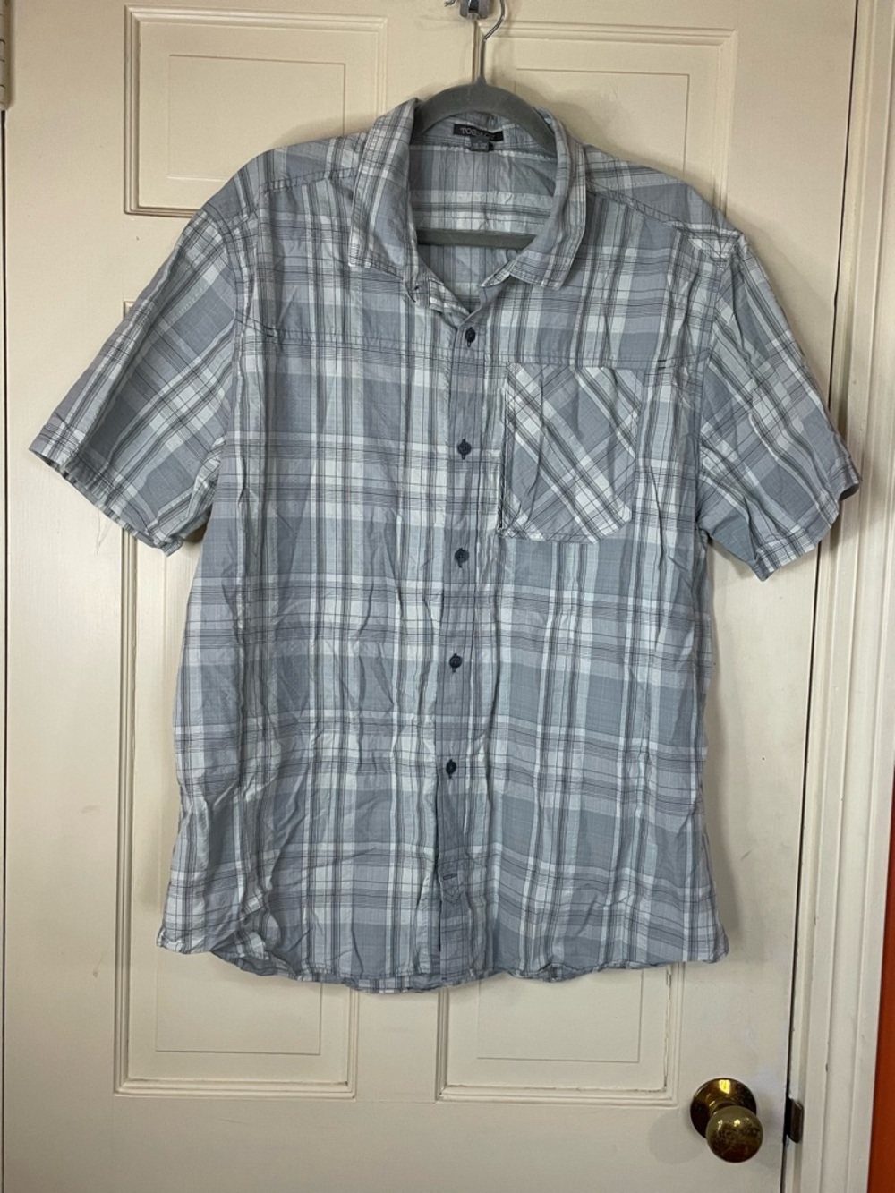 Toad Co Shirt Mens XL Gray Plaid Button Down Short Sleeve Outdoor Regular Fit